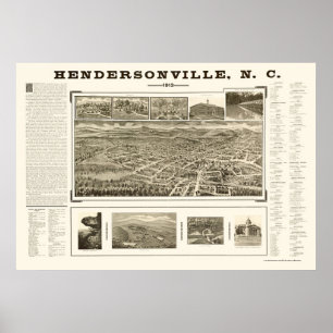 Poster Hendersonville, carte panoramique d'OR - 1913