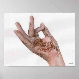 Poster Henné Hand Art Print Mehndi Prêt À Fragmenter Mira
