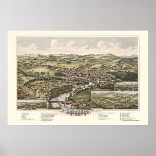 Poster Henniker, carte panoramique de NH - 1889