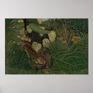 Poster Henri Rousseau - Combat entre un tigre