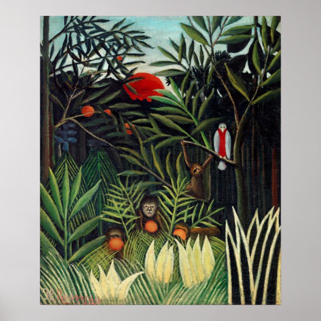 Poster Henri Rousseau Paysage avec Singes Botanique Ga (Devant)