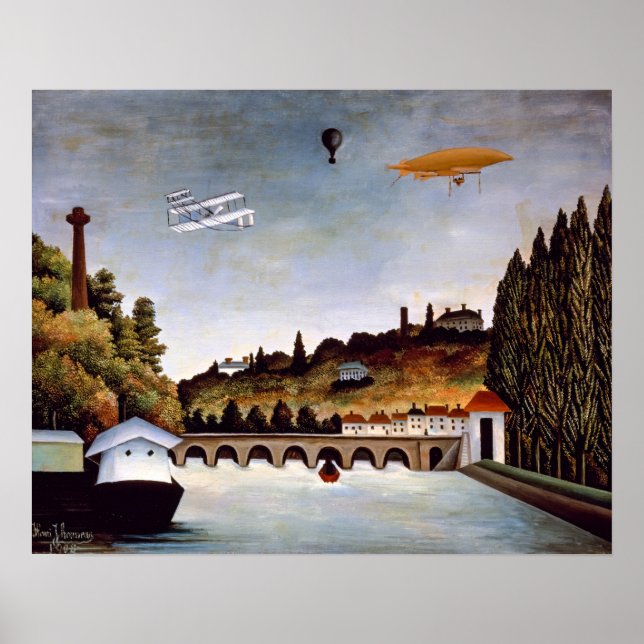 Poster Henri Rousseau - Pont de Sèvres et collines de Cla (Devant)