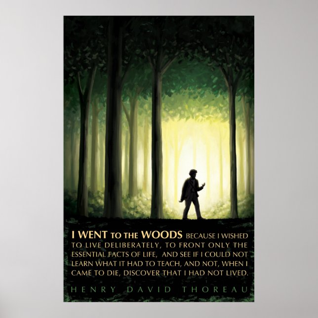 Poster Henry David Thoreau cite : Je suis allé dans les b (Devant)