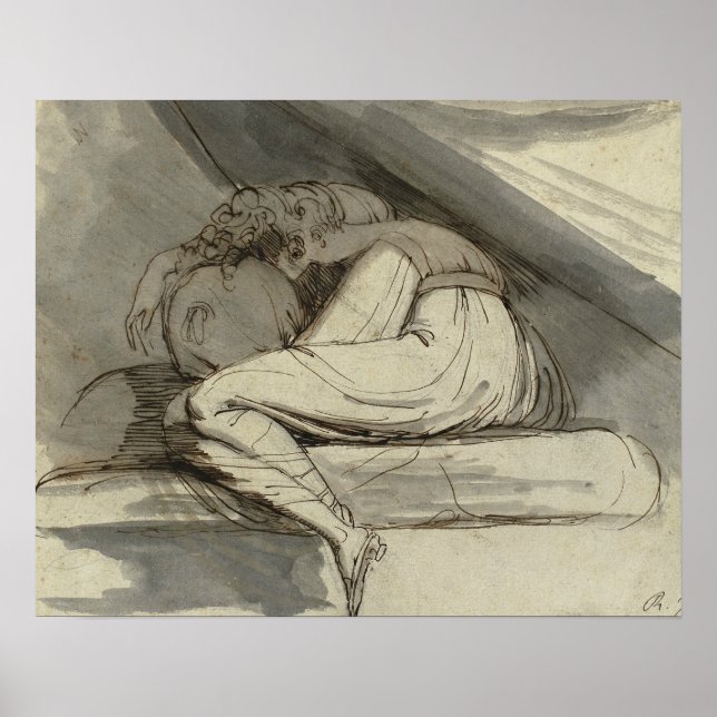 Poster Henry Fuseli - Femme Assis, Cincée Vers Le Haut (Devant)