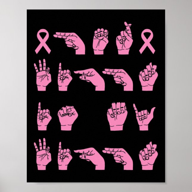 Poster Her Fight Is My Fight Sign Language Breast Cancer  (Devant)