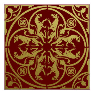 Poster Herald de la Renaissance médiévale Lion Leopard Me
