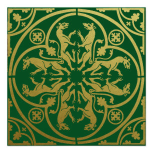 Poster Herald de la Renaissance médiévale Lion Leopard Me