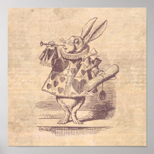 Poster Herald White Rabbit Vintage Alice au pays des merv
