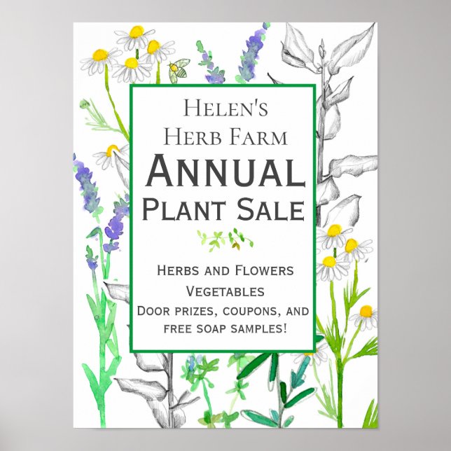 Poster Herb Agritourisme Jardin Plante Vente d'entreprise (Devant)