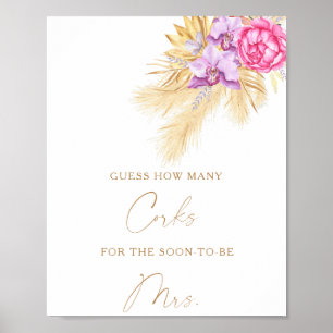 Poster Herbe boho - Jeu de baby shower combien de bouchon
