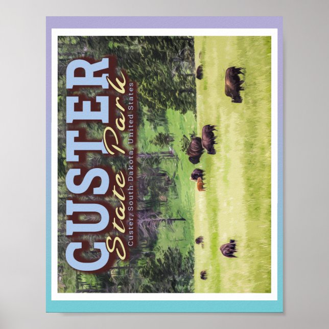 POSTER HERBE DE BISON - PARC D'ÉTAT DE LA CUSTRE - DAKOTA (Devant)
