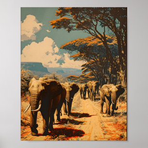 Poster Herbe d'éléphants Vintage