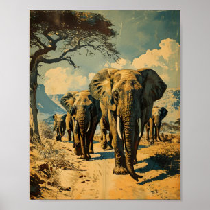 Poster Herbe d'éléphants Vintage