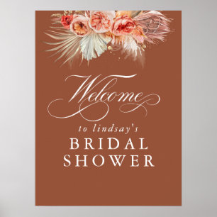 Poster Herbe des Pampas Rouille Terre Cuite Bienvenue à l