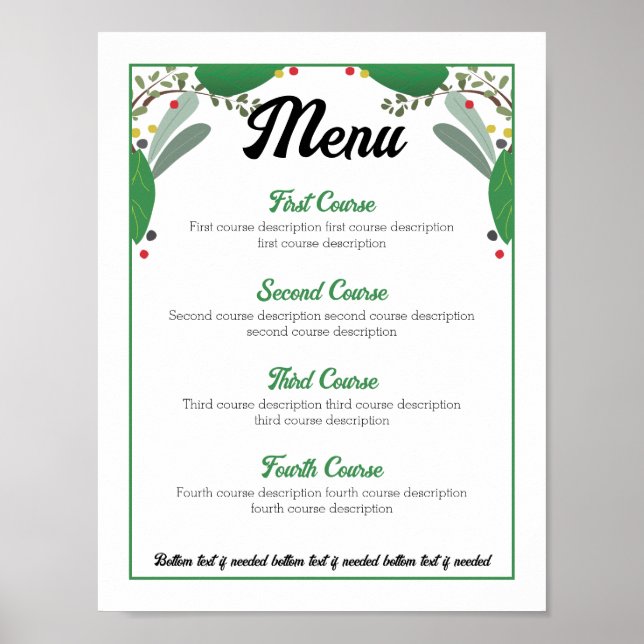 Poster Herbes basil thym dîner soirée menu de restauratio (Devant)