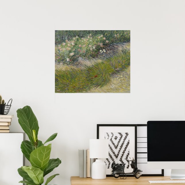 Poster Herbes et papillons par Vincent van Gogh (Bureau à domicile)