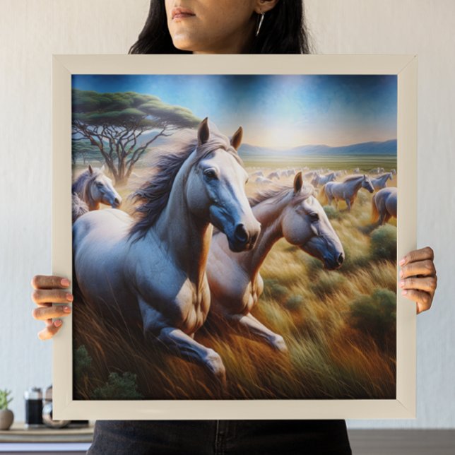 Poster Herd Majestic : Galloping Horses in Field (Créateur téléchargé)