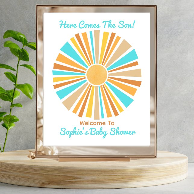 Poster Here Comes The Son, Retro Boho Sunshine Welcome (Créateur téléchargé)