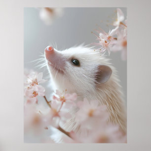 Poster Hérisson adorable parmi les fleurs du printemps