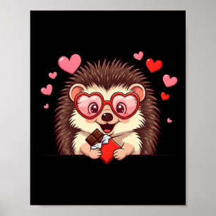 Poster Hérisson Drôle Cœur Chocolat Saint Valentin Femmes