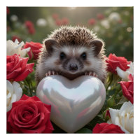 Hérisson mignon de juin avec cœur de perle