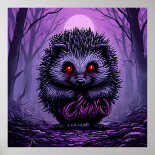 Poster Hérisson Mystérieux Forêt Épouvantable Halloween