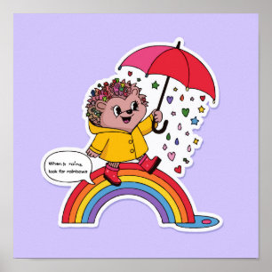 Poster Hérisson positif - Motivationnel mignon