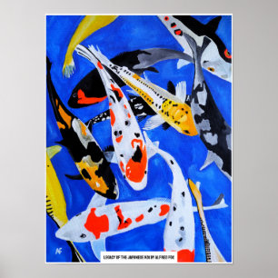 Poster Héritage de la peinture japonaise de carpes koï pa