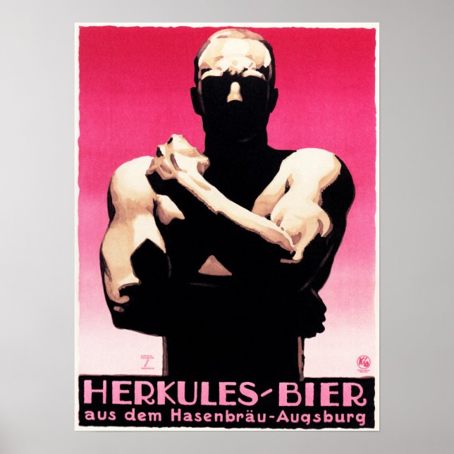 Poster HERKULES BIER Ludwig Hohlwein German Sachplakat (Devant)