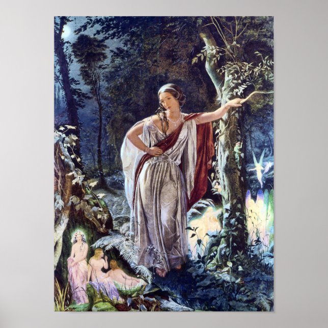 Poster Hermia et les Fées Art Fairy Victorien Imprimer (Devant)