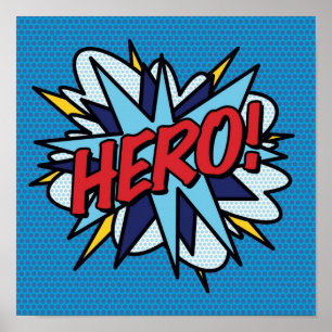 Poster HERO Comédie Livre Pop Art Moderne Fun Retro