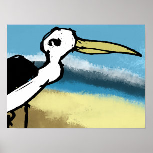 Poster Héron au bord de la mer