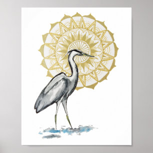Poster Heron Mandala 8x10 Imprimer