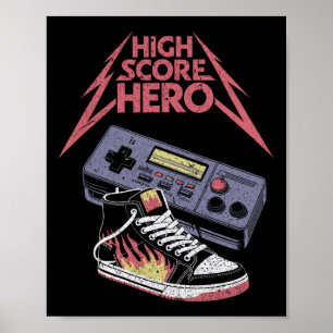Poster Héros de haut score jeu vidéo rétro joueur