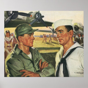 Poster Héros patriotiques vintage, hommes militaires en u