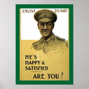 Poster He's Happy and Satisfied, Are You?