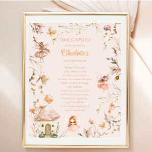 Poster Heure Capsule Fairy Champignons Cottage Boho Anniv