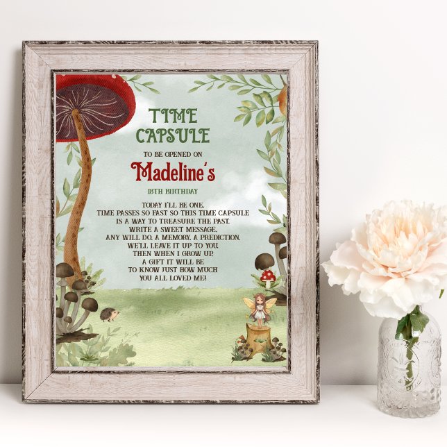 Poster Heure Capsule Forest Fairy First Magic One Birthda (Time Capsule - Fairy First Birthday)
