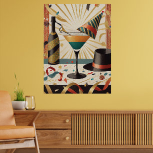 Poster Heure Cocktail Mi-Siècle - Nouvel An