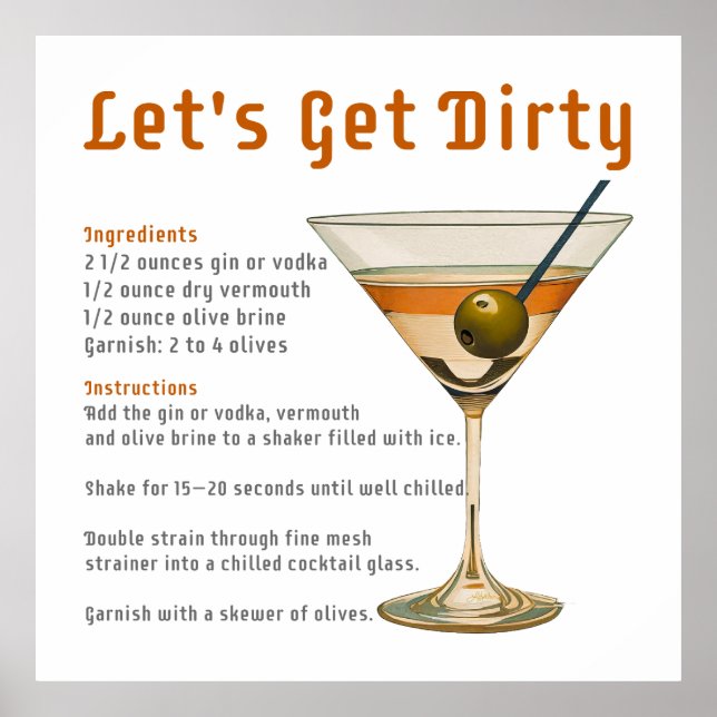 Poster Heure de cocktail Obtenons une recette de martini  (Devant)