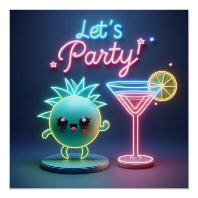 Poster Heure de la fête Neon Green (Devant)