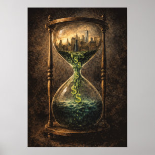 Poster Heure de liquidité du marché Verre à sable Jour de