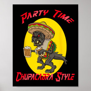 Poster Heure du parti Chupacabra Cinco De Mayo