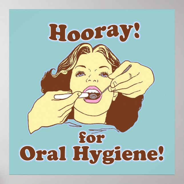 Poster Heure pour l'Hygiène Orale Retro (Devant)
