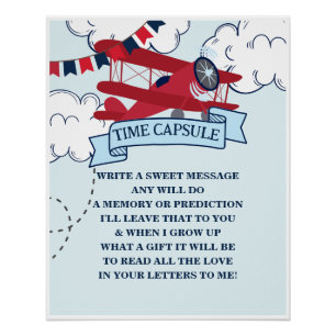Poster Heure Vol Avion Anniversaire Heure Capsule