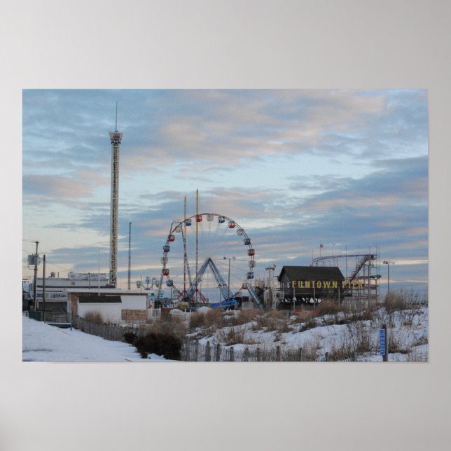 Poster Heures balnéaires Funtown Pier Sunrise (Devant)