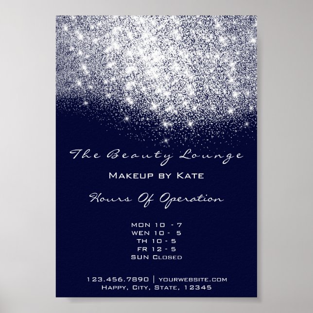Poster Heures d'ouverture Beauty Maquillage Studio Gris M (Devant)