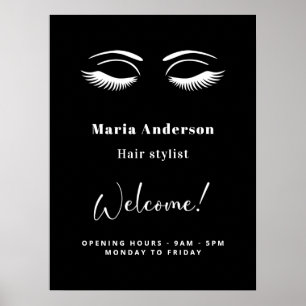 Poster Heures d'ouverture de l'artiste en maquillage noir