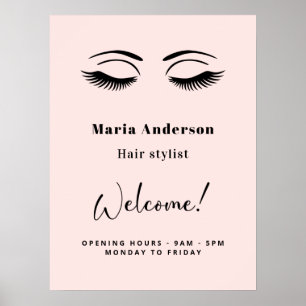 Poster Heures d'ouverture de l'artiste en maquillage or r