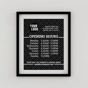 Poster Heures d'ouverture de l'entreprise avec logo et te